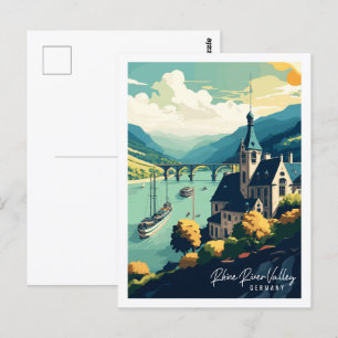 Rijnriviervallei Duitsland vintage reisplaats Briefkaart