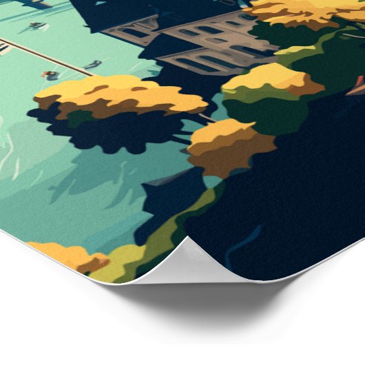 Rijnriviervallei Duitsland vintage reisplaats Poster (Hoek)