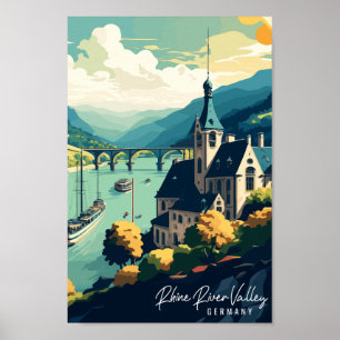 Rijnriviervallei Duitsland vintage reisplaats Poster