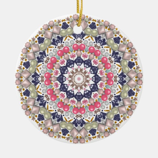 Rijnsteentjes, pailletten, confetti keramisch ornament (Voorkant)