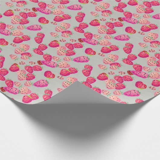 Rijpe aardbei Hand getrokken textuur Cadeaupapier (Hoek)