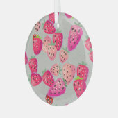 Rijpe aardbei Hand getrokken textuur Glas Ornament (Voorkant links)