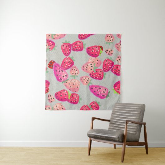 Rijpe aardbei Hand getrokken textuur Wandkleed (In Situ (horizontaal))