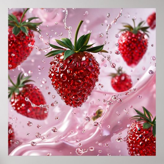 Rijpe aardbeien compositie poster (Voorkant)