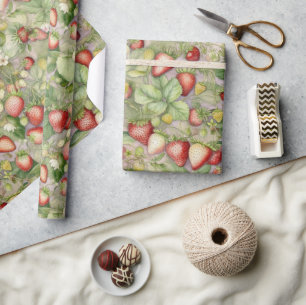 rijpe en rode aardbeien. cadeaupapier