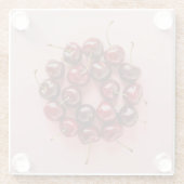 Rijpe Kersen Roze Vierkant Glas Onderzetter (Achterkant)