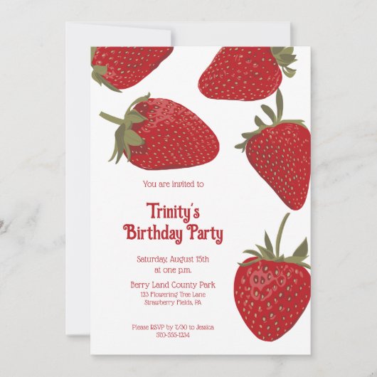 Rijpe Rode Aardbeien Custom Party Kaart (Voorkant)