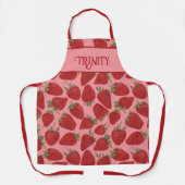 Rijpe rode aardbeien op roze gepersonaliseerd schort (Voorkant)