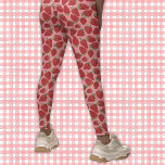 Rijpe rode aardbeien op roze patroon leggings<br><div class="desc">Voeg wat lekkere kleur toe aan je outfit met deze leggings met patronen. Dit ontwerp ziet er bijna goed genoeg uit om te eten met mijn realistische stijlillustraties van sappige rijpe rode aardbeien op een roze achtergrond. De fruitgraphics zijn afgebeeld in tinten rood en karmozijnrood met groene bladeren. Dit prachtige...</div>