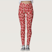 Rijpe rode aardbeien op roze patroon leggings (Voorkant)