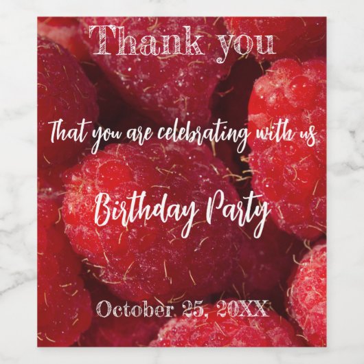 Rijpe rode frambozen op bessen wijn etiket (Enkel label)