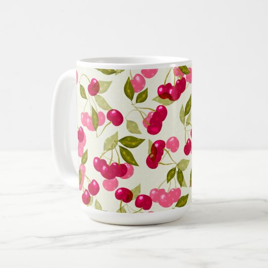 Rijpe rode kers . koffiemok (Voorkant links)