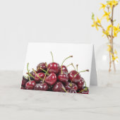 rijpe rode kerselberg op wit kaart (Gele Bloem)