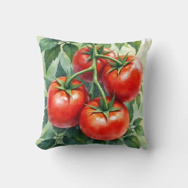 Rijpe Tomatenrank Aquarel Vers Kussen (Voorkant)
