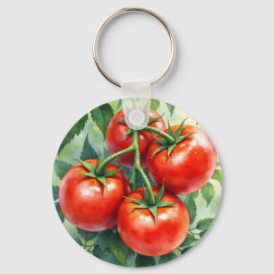 Rijpe Tomatenrank Aquarel Vers Sleutelhanger