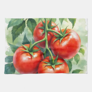 Rijpe Tomatenrank Aquarel Vers Theedoek