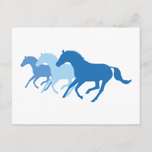 Rijppaarden (blauw) briefkaart