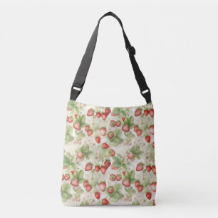 rijpveld, rode aardbeien crossbody tas