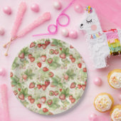 rijpveld, rode aardbeien papieren bordje (Feest)