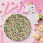 rijpveld, rode aardbeien papieren bordje (Feest)