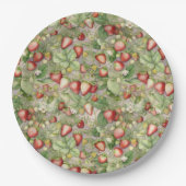 rijpveld, rode aardbeien papieren bordje (Voorkant)