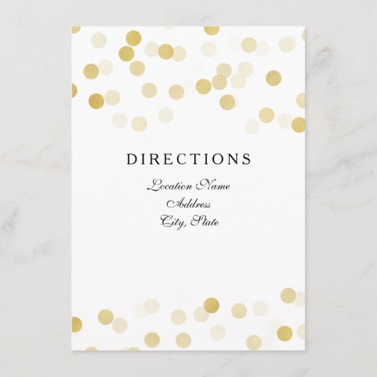 Rijrichting voor bruiloft Gold Foil Glitter Light Informatiekaartje (Achterkant)