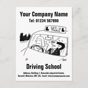 Rijschool Cartoon Ontwerp om te Personalizeren Briefkaart