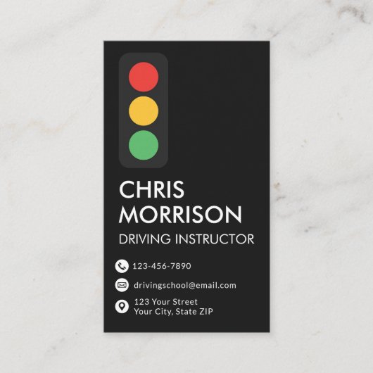 Rijschool instructeur Modern Black Visitekaartje (Voorkant)