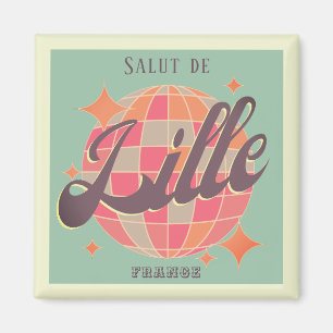 Rijsel Frankrijk vakantie geel discobal souvenir Magneet
