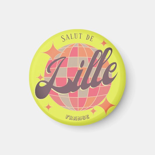 Rijsel Frankrijk vakantie geel discobal souvenir Magneet (Voorkant)