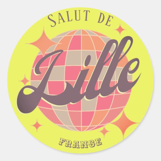 Rijsel Frankrijk vakantie geel discobal souvenir Ronde Sticker (Voorkant)