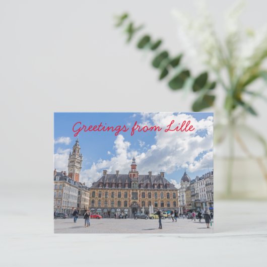 Rijsel Grand Place uitzicht briefkaart (Staand voorkant)
