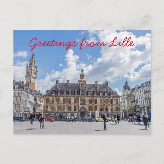 Rijsel Grand Place uitzicht briefkaart (Voorkant)