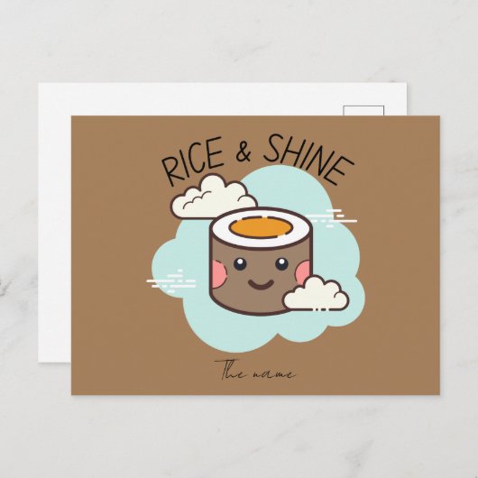Rijst en glans, sushi kat briefkaart (Voorkant / Achterkant)