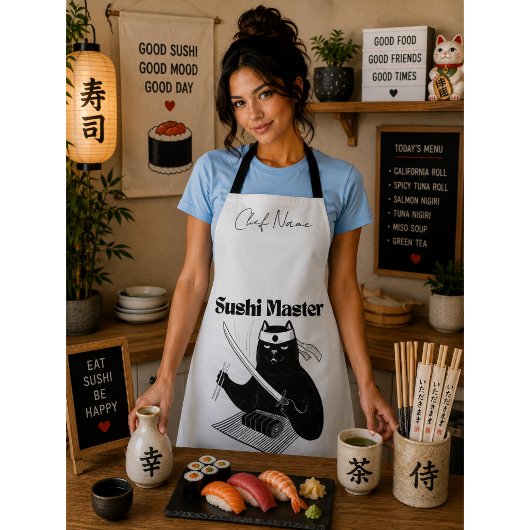 Rijst en glans, sushi kat schort
