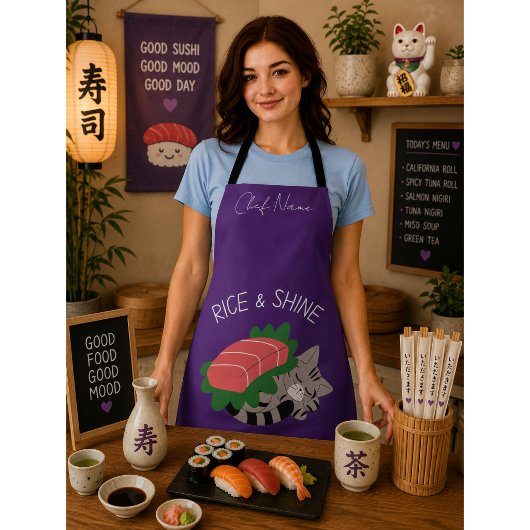 Rijst en glans, sushi kat schort