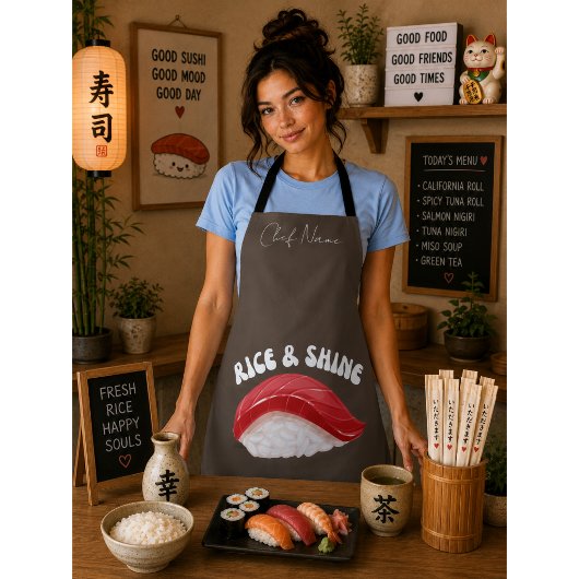 Rijst en glans, sushi kat schort