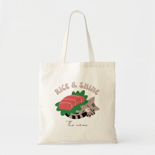 Rijst en glans, sushi kat tote bag (Voorkant)