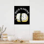 Rijst en schijn Funny Sushi Pun Dark BG Poster (Keuken)