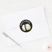 Rijst en schijn Funny Sushi Pun Dark BG Ronde Sticker (Envelop)