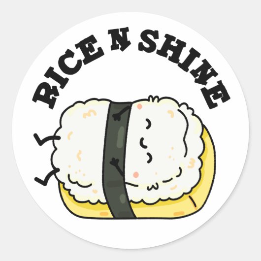 Rijst en Shine Funny Sushi Pun Ronde Sticker (Voorkant)