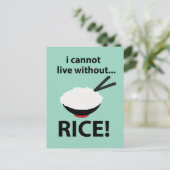 Rijst kom ik kan niet leven zonder rijst briefkaart (Staand voorkant)
