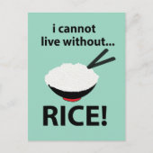 Rijst kom ik kan niet leven zonder rijst briefkaart (Voorkant)