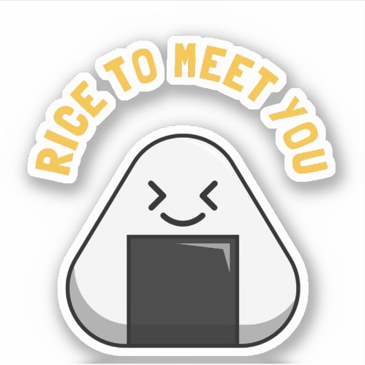 Rijst om je te ontmoeten grappige Foodie Pun Sticker (Voorkant)