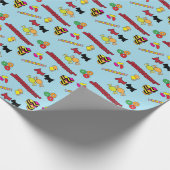 Rijst, Scotties, twists snoep op blauw Cadeaupapier (Hoek)