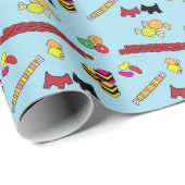 Rijst, Scotties, twists snoep op blauw Cadeaupapier (Rol Hoek)