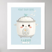 Rijstkoker Ik hou van rijst keuken muur kunst Poster (Voorkant)