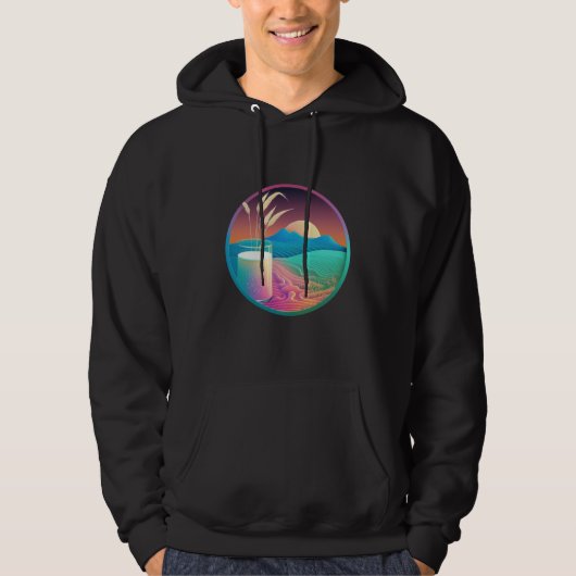 Rijstmelk Synthwave 80s Retrowave Esthetiek Hoodie (Voorkant)