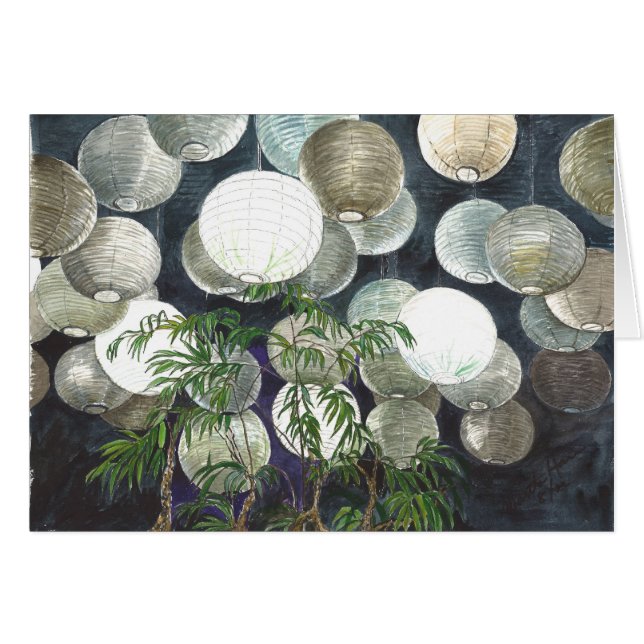 Rijstpapierlampen die aan het plafond hangen -l (Voorkant Horizontaal)