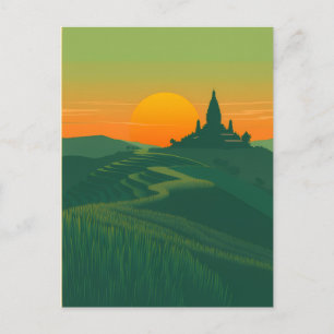 Rijstterrassen en het  tempellandschap briefkaart